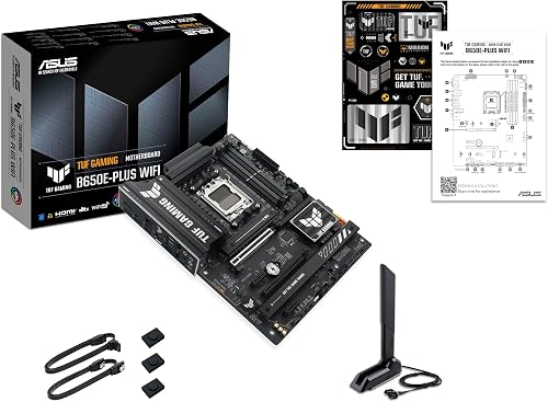 ASUS TUF Gaming B650E-PLUS WiFi AMD B650 ATX Motherboard, 12+2+1 80A DrMOS Power Stages, DDR5, PCIe 5.0 Ready, 3X M.2, Wi-Fi 6E, 2.5Gb LAN, DisplayPort, HDMI™, USB Type-C, BIOS Flashback, Aura Sync - 9