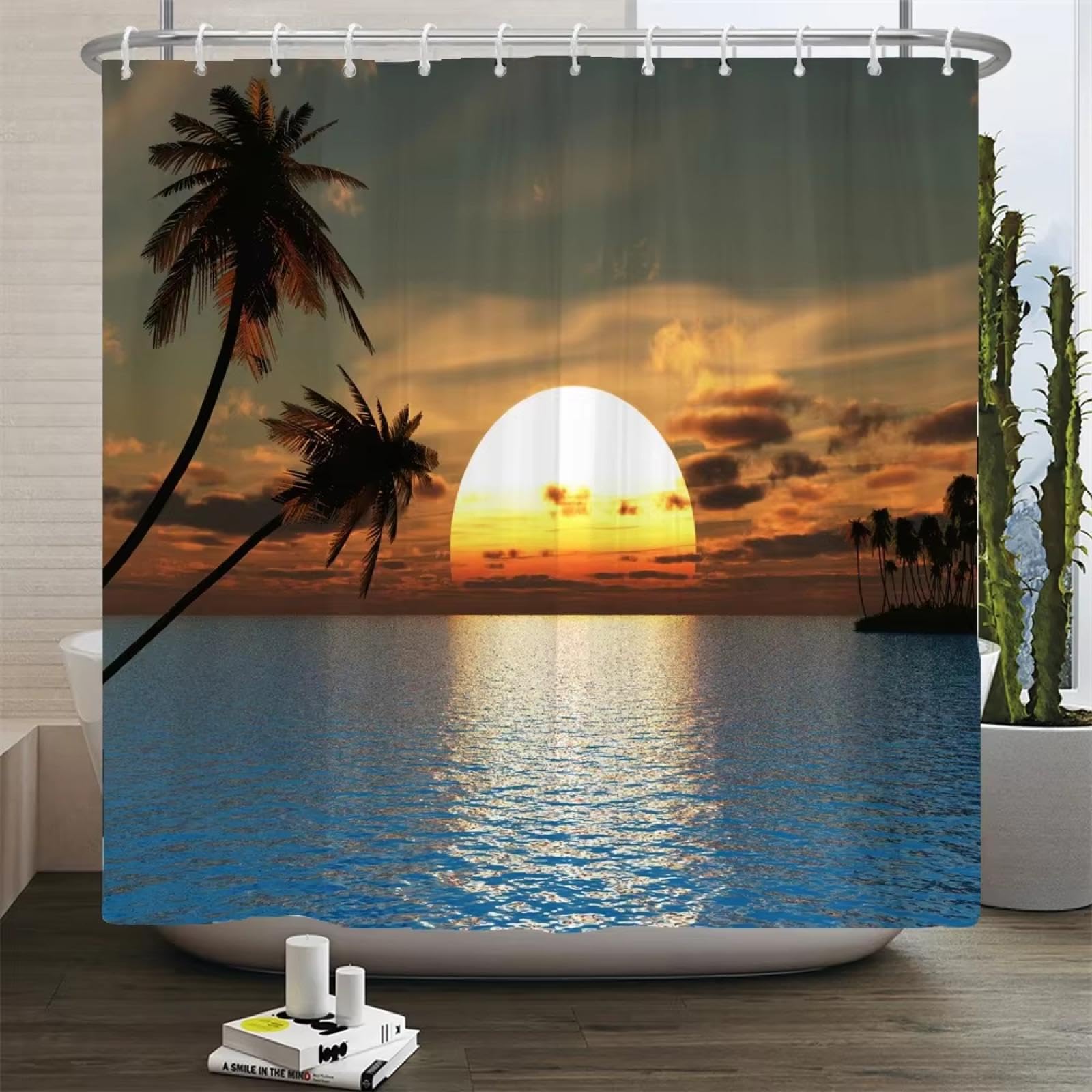 Rideau de douche mer 140x200 cm en tissu imperméable sunset