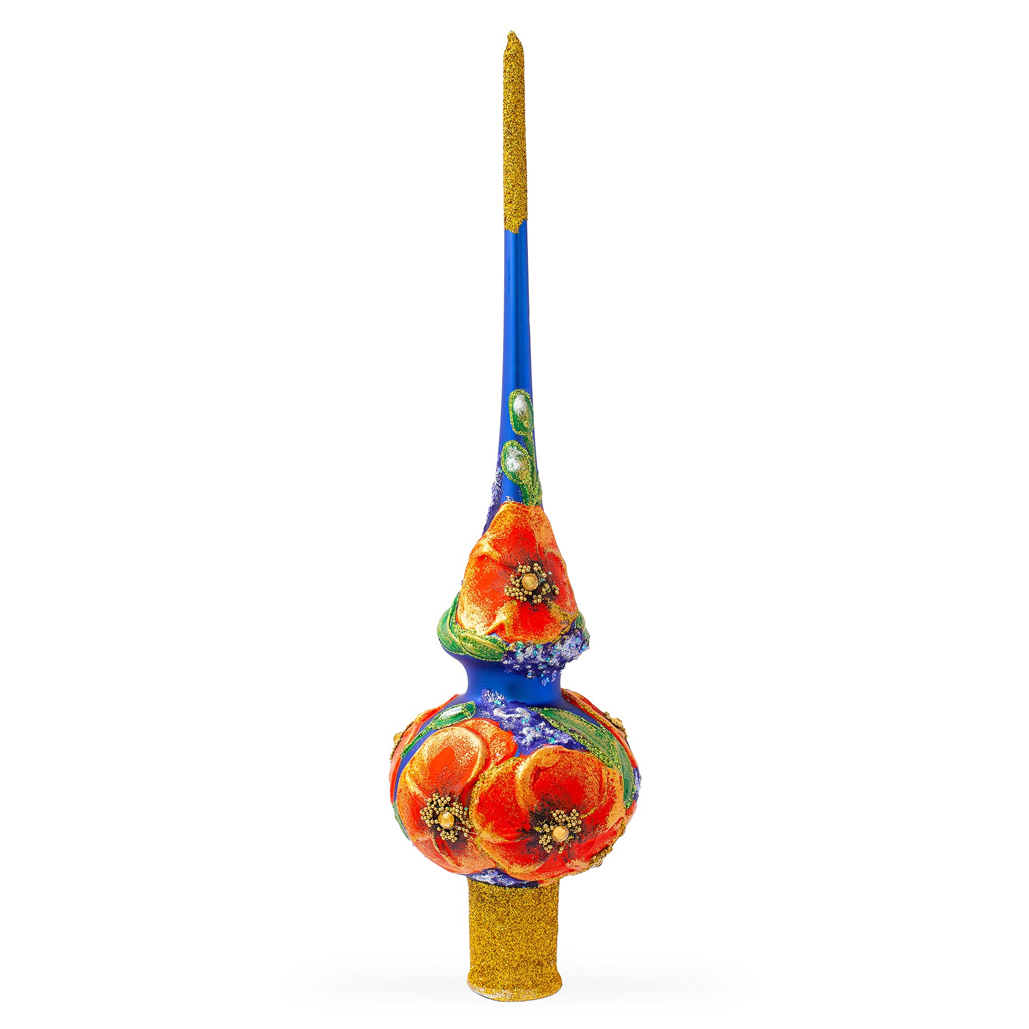 Flores de amapola de vidrio para decorar tu árbol de Navidad con un toque artesanal azul de 11"