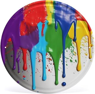 Paint Splatter Backdrop Iron Wall Art Circular - 11.8 Inch Retro Tinplate Metal Hanging Picture for Porch, Farmhouse, Bathroom Decor, Modern Home & Outdoor Wall Decorations