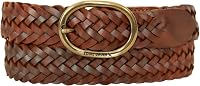 Eddie Bauer Women's Woven Leather Belt with Durable Brass Buckle - Genuine Leather, Adjustable Fit