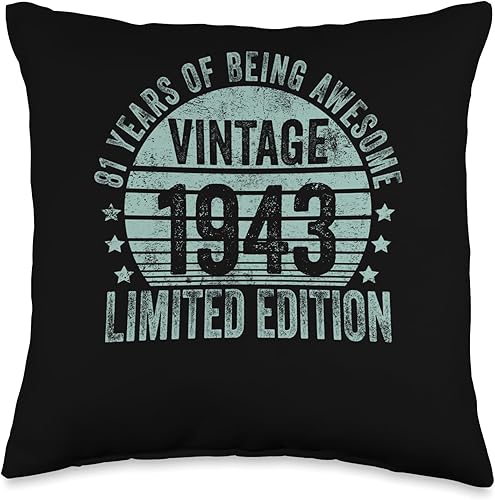 Miniatura 4 de Retro 81st Birthday Gifts Men Women Throw Pillow, 18x18, Multicolor