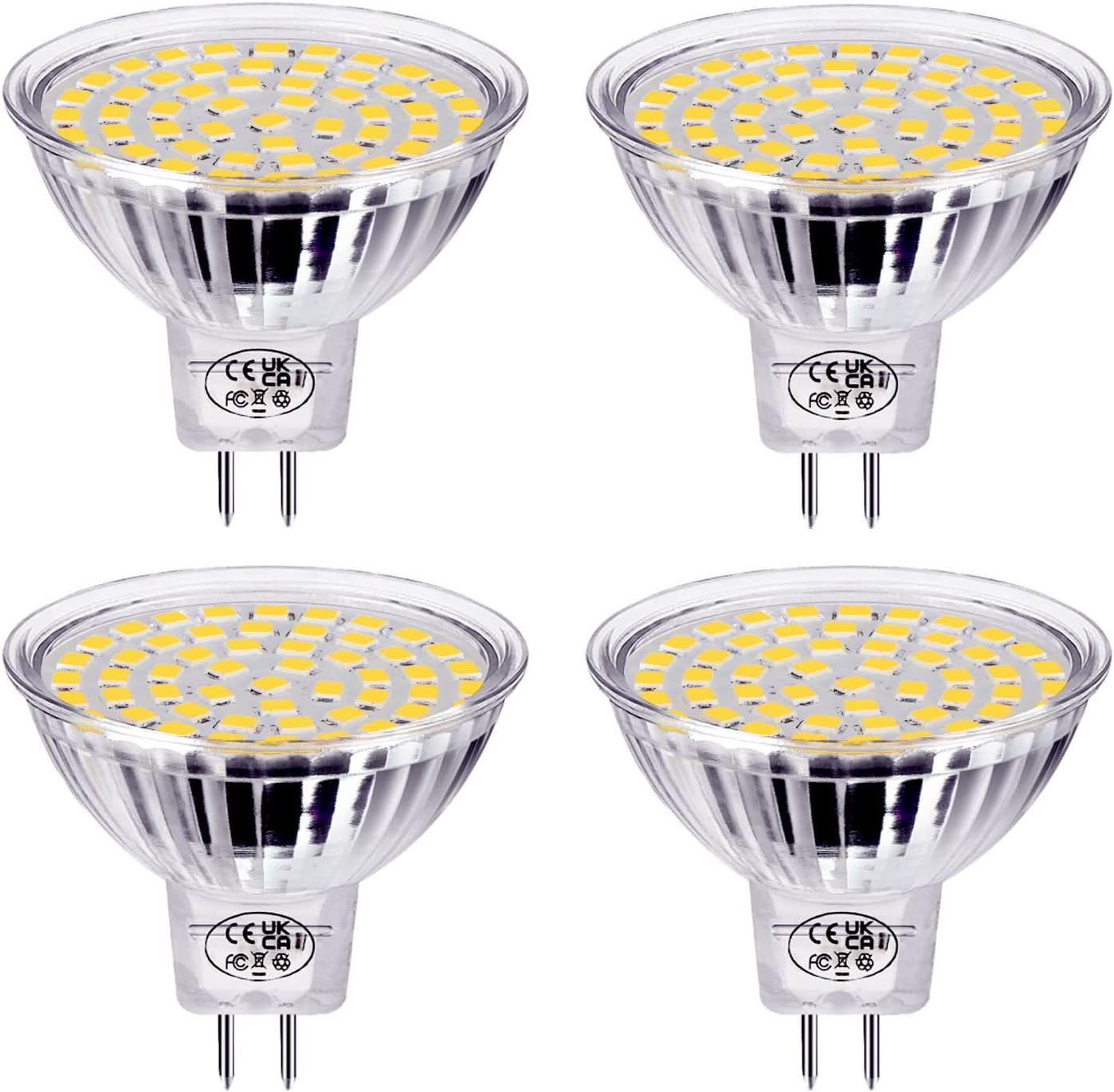 4 Pack MR16 LED Light Bulbs, 5W (Equivalent to 40W Halogen) GU5.3 4000K Natural White Spotlight,AC/DC 12-Volt,Non-dimmable