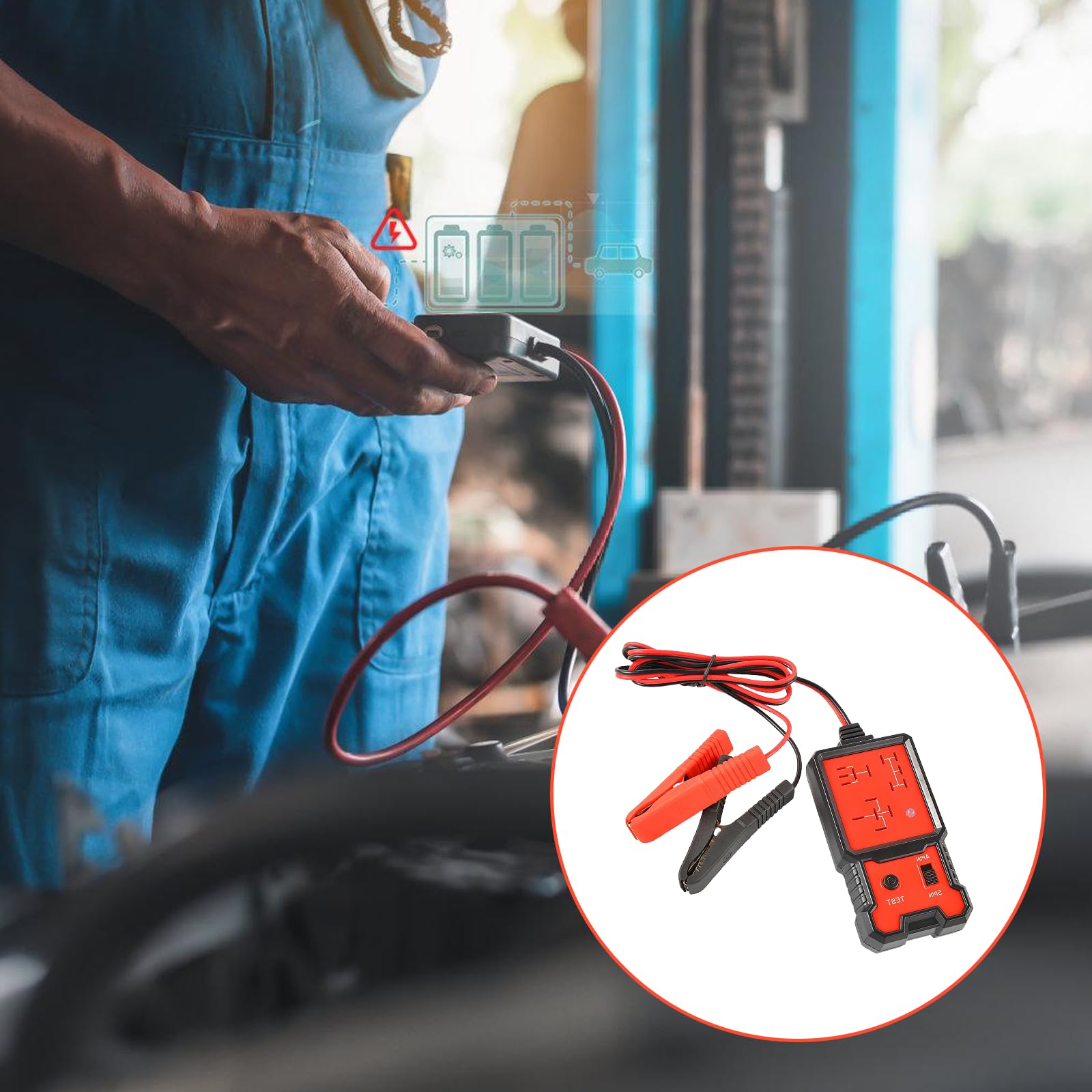 Comprobador de relé de coche de 12 V: probador de relé portátil con clips, dispositivo de diagnóstico profesional, comprobador de batería de coche, relé para barcos, motocicletas, herramientas