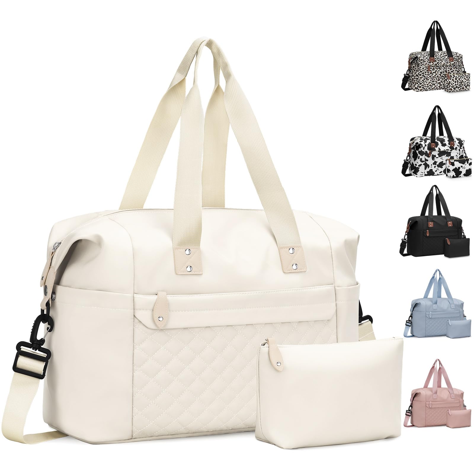 PritentTravel Duffle Bag, Waterproof Weekender Overnight Hospital Bags for Women Men with Toiletry Bag Lightweight Carry on Personal Item Duffle Gym Bag for Travel, Airplanes, Sports