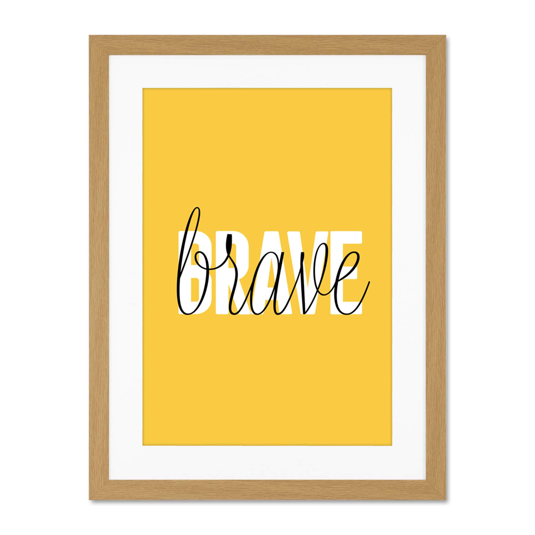 Wee Blue Coo Solid Simple Words Brave Large Framed Art Print Wall Poster 18x24 inch
