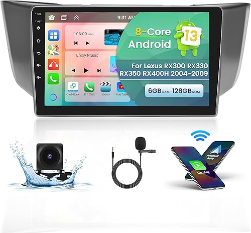 Miniatura 15 de [Actualización HiFi] Radio estéreo de coche para Lexus RX300 RX330 RX350 RX400H 2004-2009 con Carplay inalámbrico Android Auto, 2+64G 9 pulgadas HD