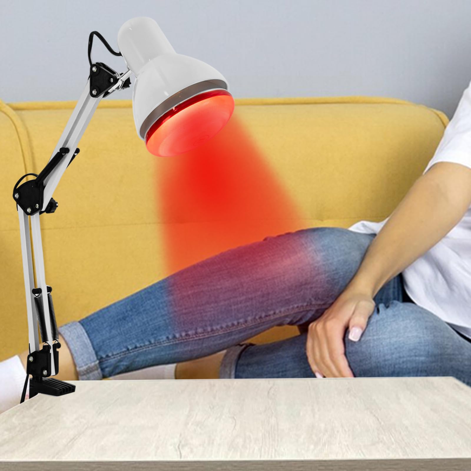 MINRS Lampada a infrarossi, lampada a luce rossa, lampada a infrarossi, 150 Watt, regolabile in altezza e pieghevole, per alleviare il dolore e il rilassamento muscolare