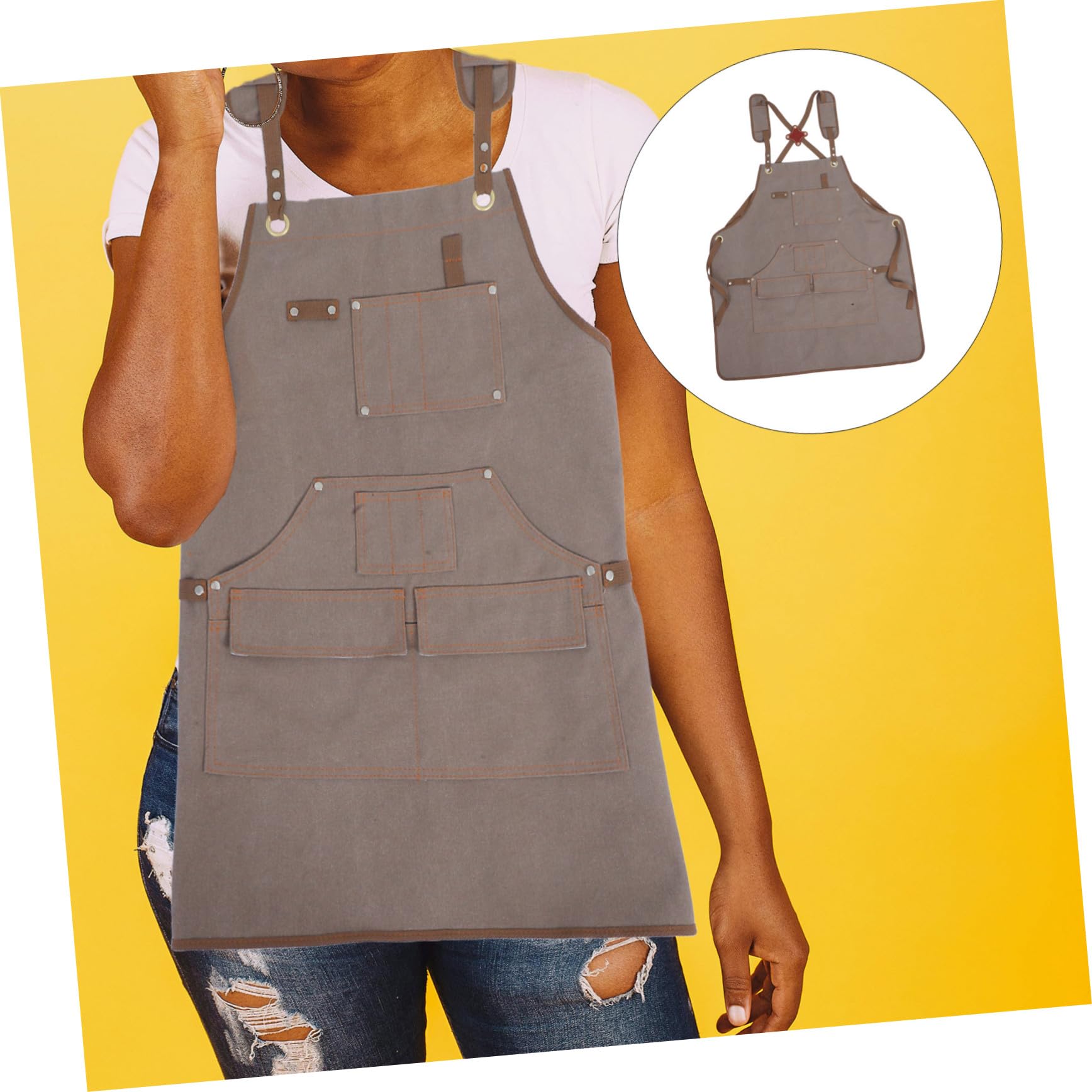 Sewroro Delantal de Ajustable con Tirantes Cruzados Multi- para Carpinteros Jardineros y Chefs Resistente y Fácil de para Trabajo y Jardinería