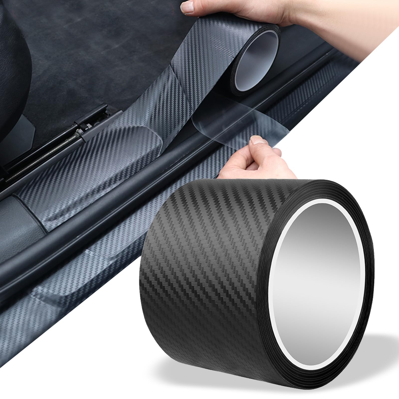 Beauenty Carbon Fiber Vinyl Tape, Car Door Edge Guards Carbon Fiber Anti-Scratch Sticker, Most Cars Suitable (Style 1)