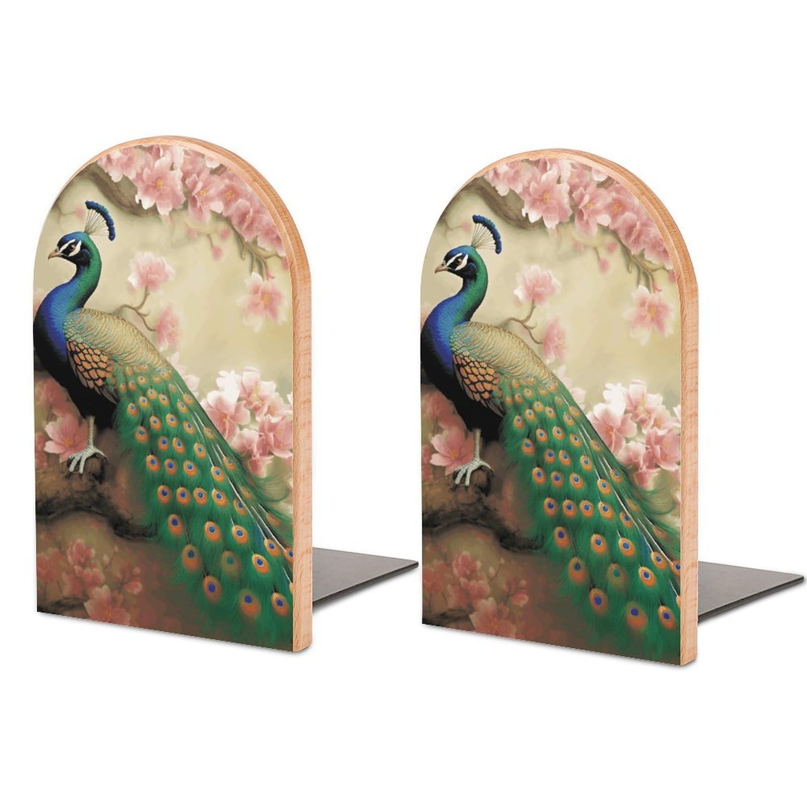 Sujetalibros orientales de pavo real para decorar salones modernos y escritorios de casa