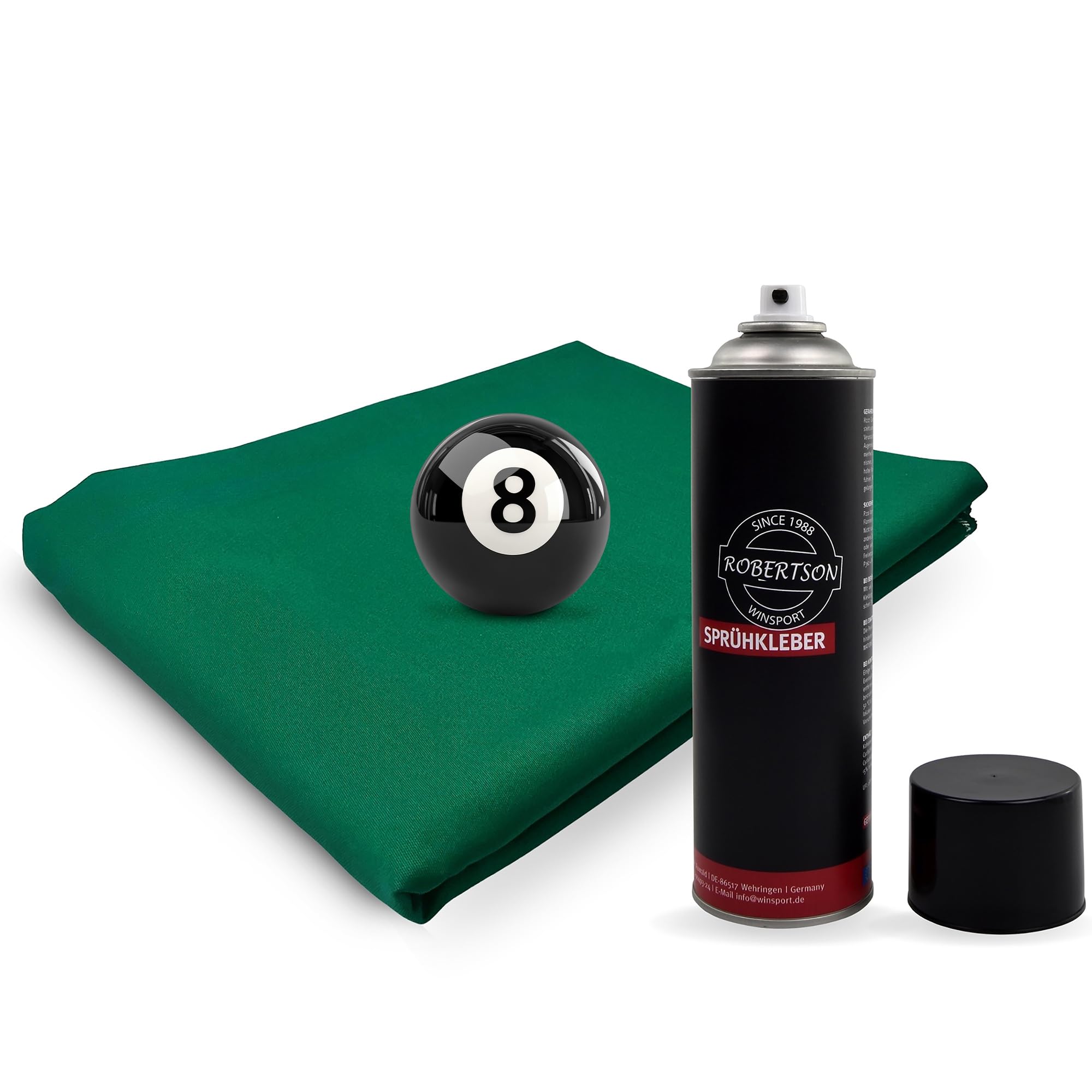 Winsport Billardtuch Arizona grün, Coupon 350x150 cm, für Spielfläche und Banden, hochwertiges, langlebiges Poolbillard-Tuch, Laufschnelles Filz, optional als Set inkl. Sprühkleber