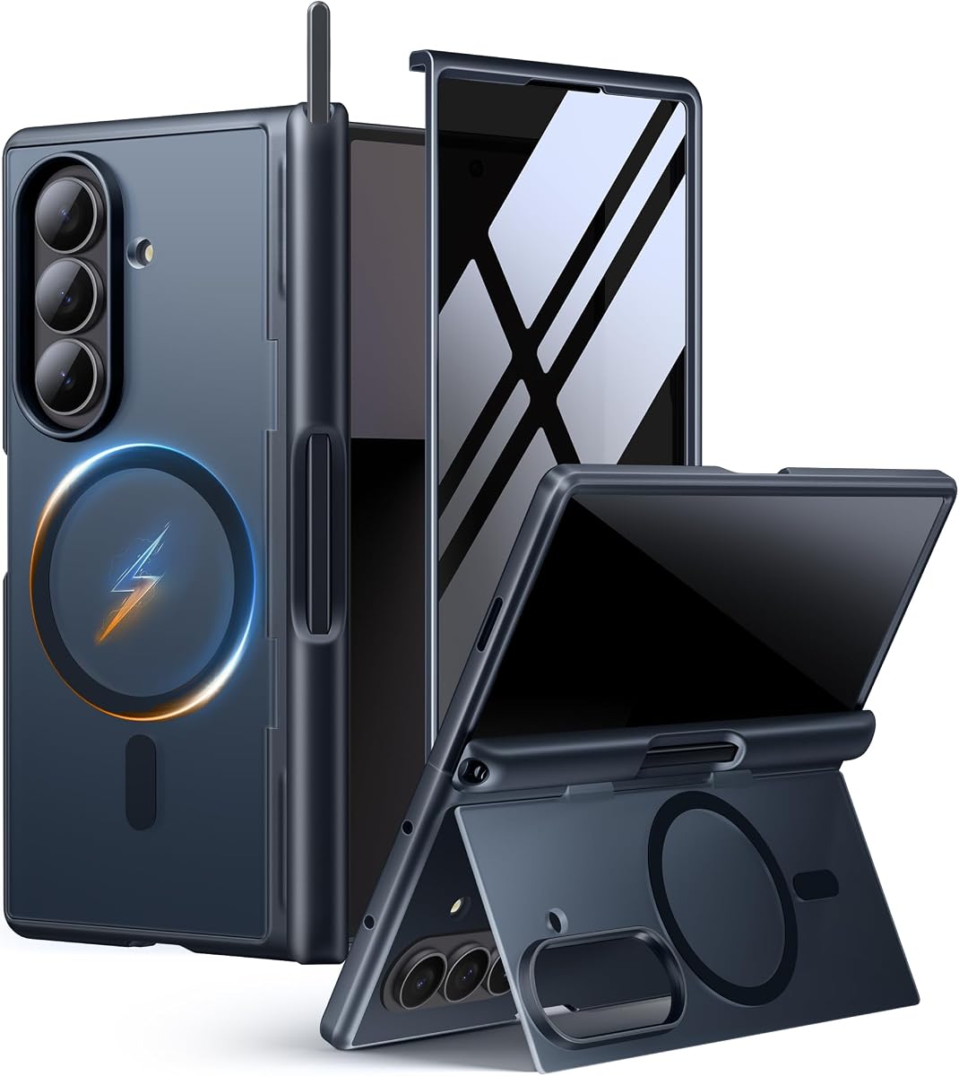 MOBOSI for Samsung Galaxy Z Fold 7 Case with Stylus Pen, Black | Compatible with Magsafe, Built-in Kick stand & Privacy Screen Protector & Full Body Hinge Protection & Pen Slot, Slim&Thin