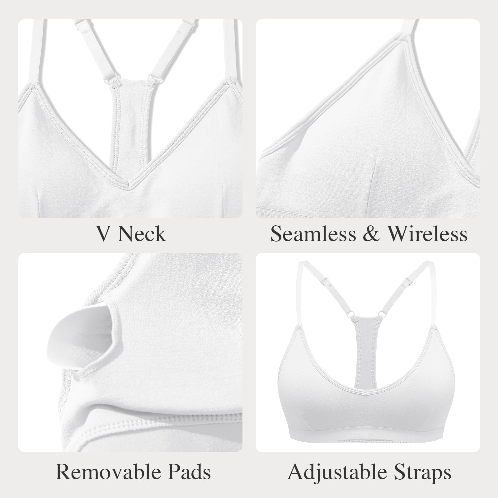 INIBUD Sujetadores deportivos para mujer, espalda cruzada, triangular, acolchado, espalda en Y, brasier sin costuras, sin aros, cuello en V, sin varillas