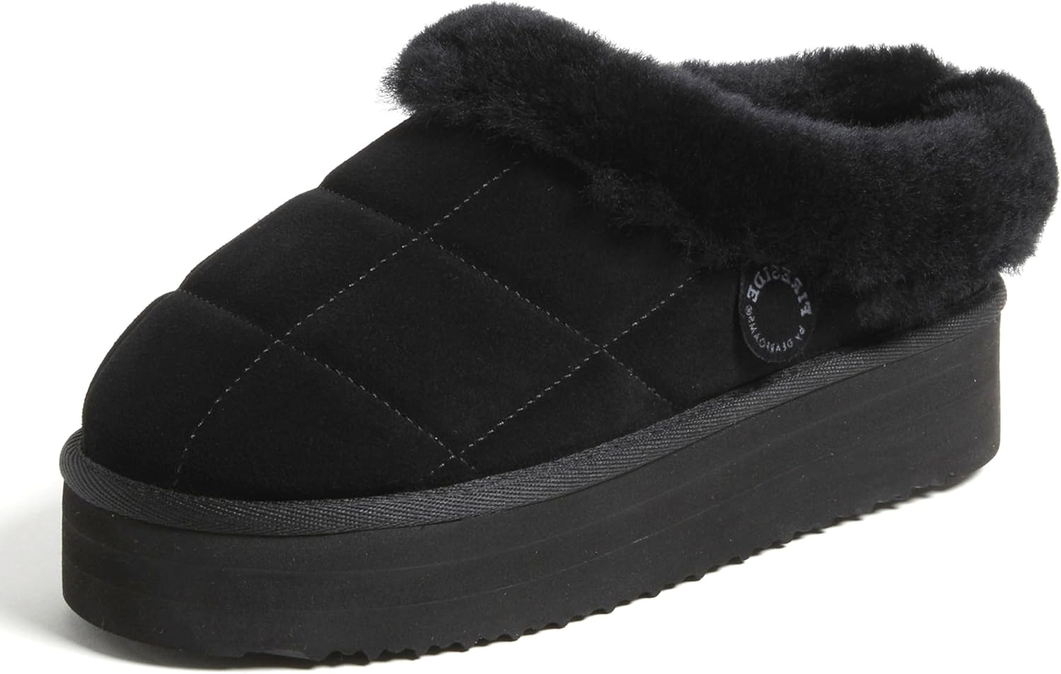 Dearfoams womens Genuine Shearling Platform Slippers Bendigo Comfy Puff Plush Womens Clog House Shoes