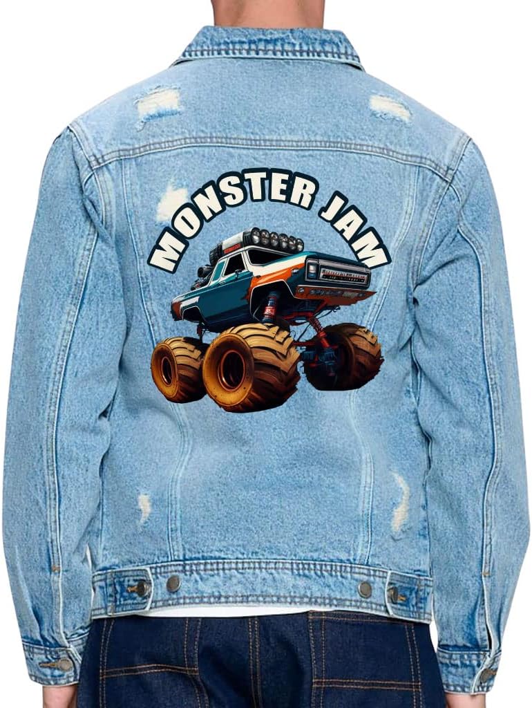 Overland Vehicle Men&amp;#39;s Distressed Denim Jacket - Unique Denim Jacket for Men - Beautiful Denim Jacket