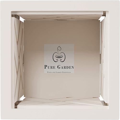 Miniatura 6 de Pure Garden - Maceta con diseño de celosía, maceta decorativa cuadrada de 14.75 pulgadas para flores o plantas al aire libre, porche delantero