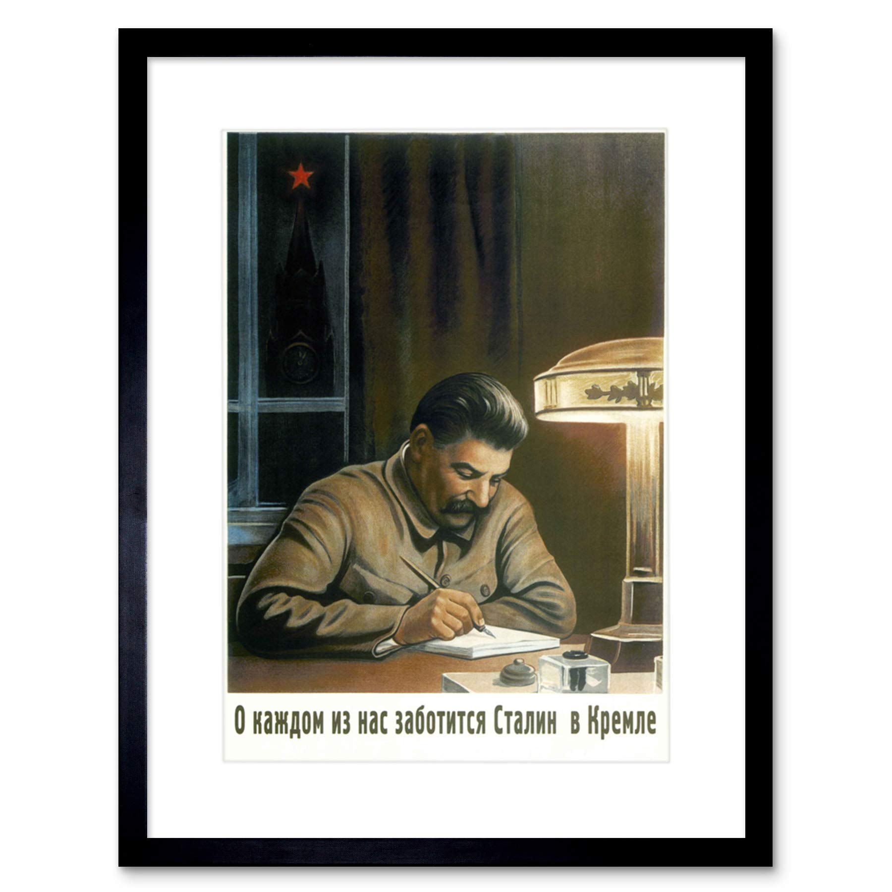 Wee Blue Coo Political Communism Stalin Kremlin Soviet Union Picture Framed Wall Art Print