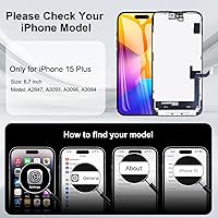 Vista 2 de para iPhone 15 Plus Reemplazo de pantalla de 6.7 pulgadas, ensamblaje frontal de pantalla táctil LCD digitalizador 3D con sello