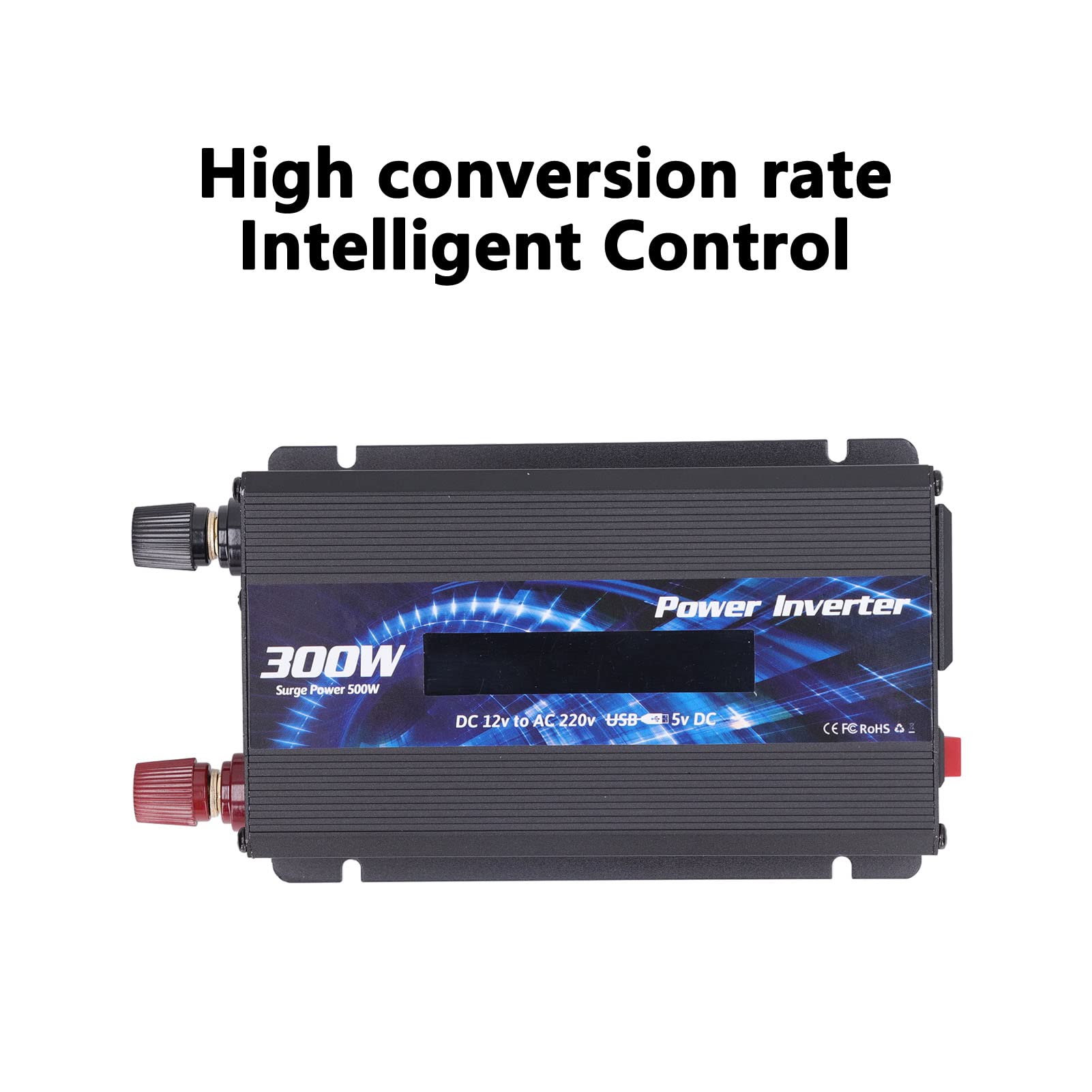 Convertidor de Potencia para Coche de 300W, Cargador Inversor de CC a CA Compacto y Potente para Viajes, Camping, Uso de Aluminio (Negra)