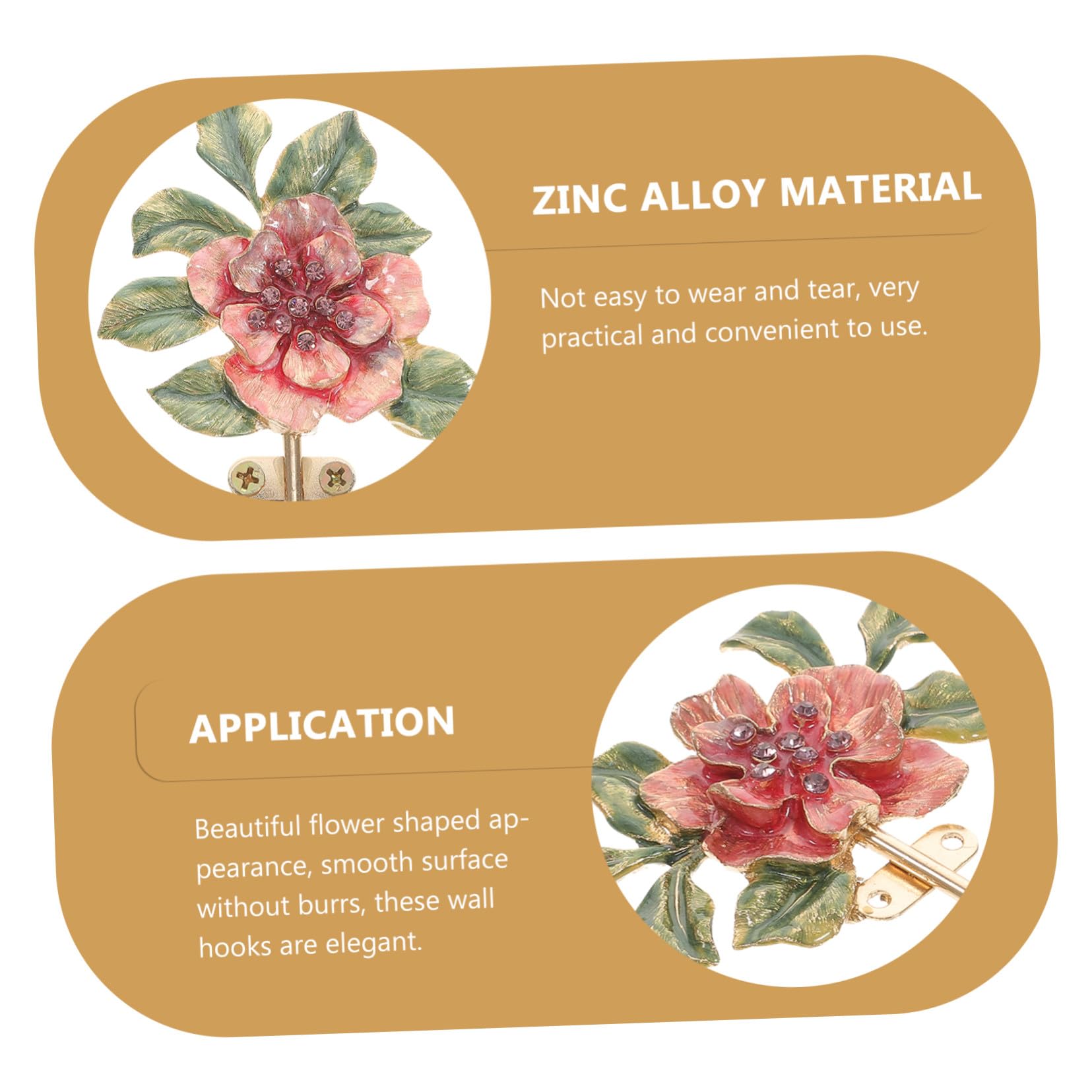 3 piezas Gancho de Pared Decorativo de Metal con Diseño Floral Europeo de Resistente y Seguro para Colgar Ropa Toallas y Bolsos Hogar Oficina y Hotel