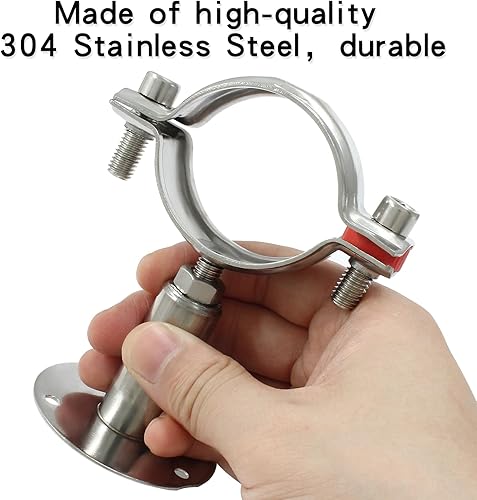 Miniatura 5 de Soporte de tubo de techo ajustable de 1 pulgada, soporte de tubería de acero inoxidable, tubo OD de 1.260-1.339 in, kit de soporte de abrazadera de