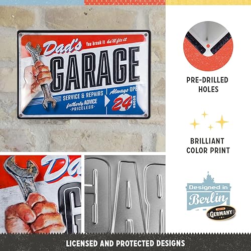 Miniatura 2 de Nostalgic-Art Letrero retro de hojalata, 7.9 x 11.8 pulgadas, garaje de papá idea de regalo para papá, hecho de metal, diseño vintage para
