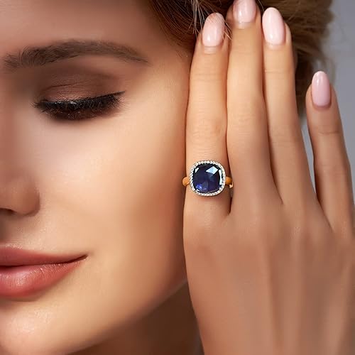 Miniatura 5 de Jupiter Natural Gemstone Women's Ring - 14k GoldRhodium Plated Genuine Gemstone Women Ring, 0.47"12mm Natural Birthstone Rings Jewelry Gifts for