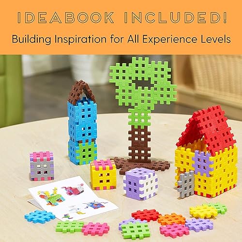 Miniatura 6 de Mini juego de construcción grande de bloque de gofres de color primario para niños, 500 piezas de rompecabezas entrelazadas, mejora las habilidades