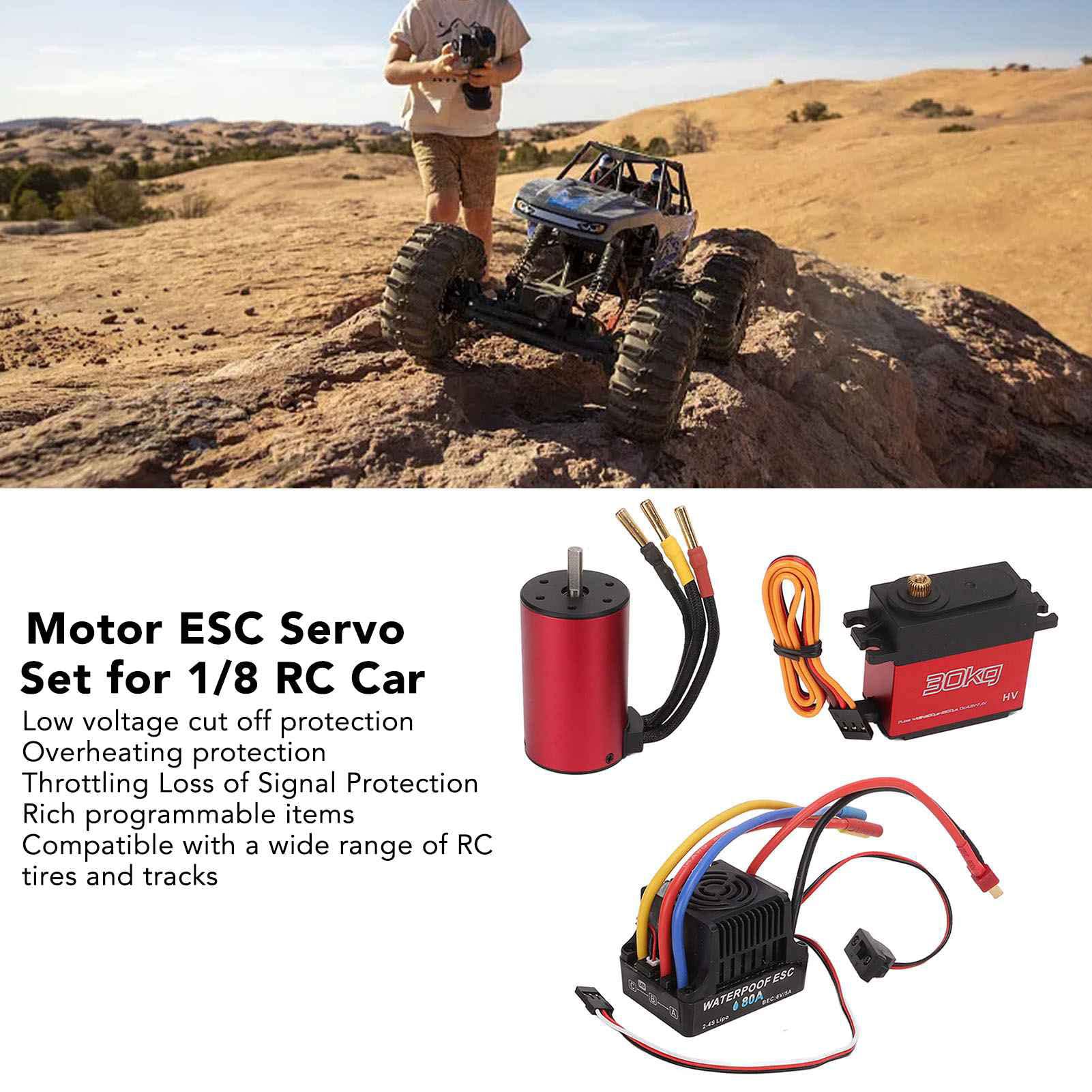 Zestaw bezszczotkowego silnika ESC 3300KV Bezszczotkowy silnik długa linia 80A ESC 30kg Zestaw serwo Combo dla 1/8 dla 1/10 RC Car