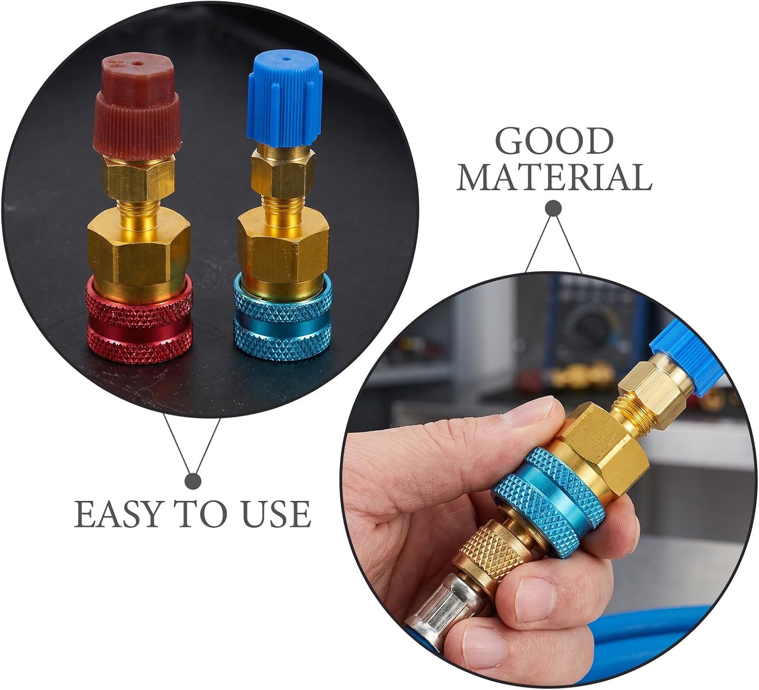6Pcs R1234YF Adapters: Refrigerant Adapters R1234YF Quick Couplers Air Conditioner Hose Fitting Quick Coupling for Car Automotive AC Maintenance