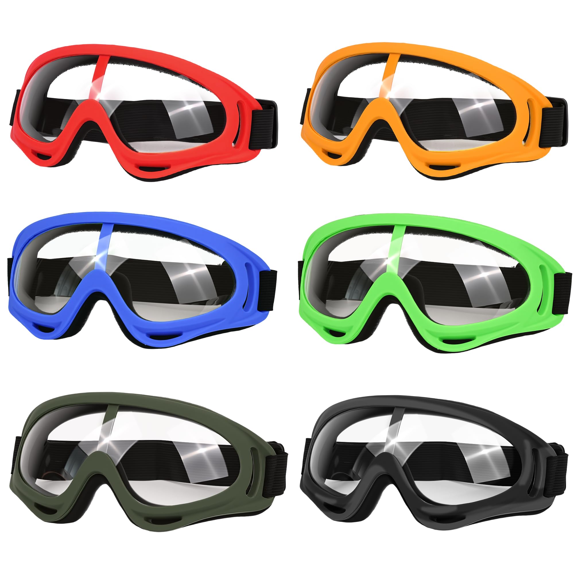 NEXAVIBE Kids Safety Goggles 8+ Teens, 6 Colours Protective Eye Glasses, Adjustable Goggles for Nerf Gun Games, Outdoor Sports, Cycling, Lab Science, DIY & Eye Protection