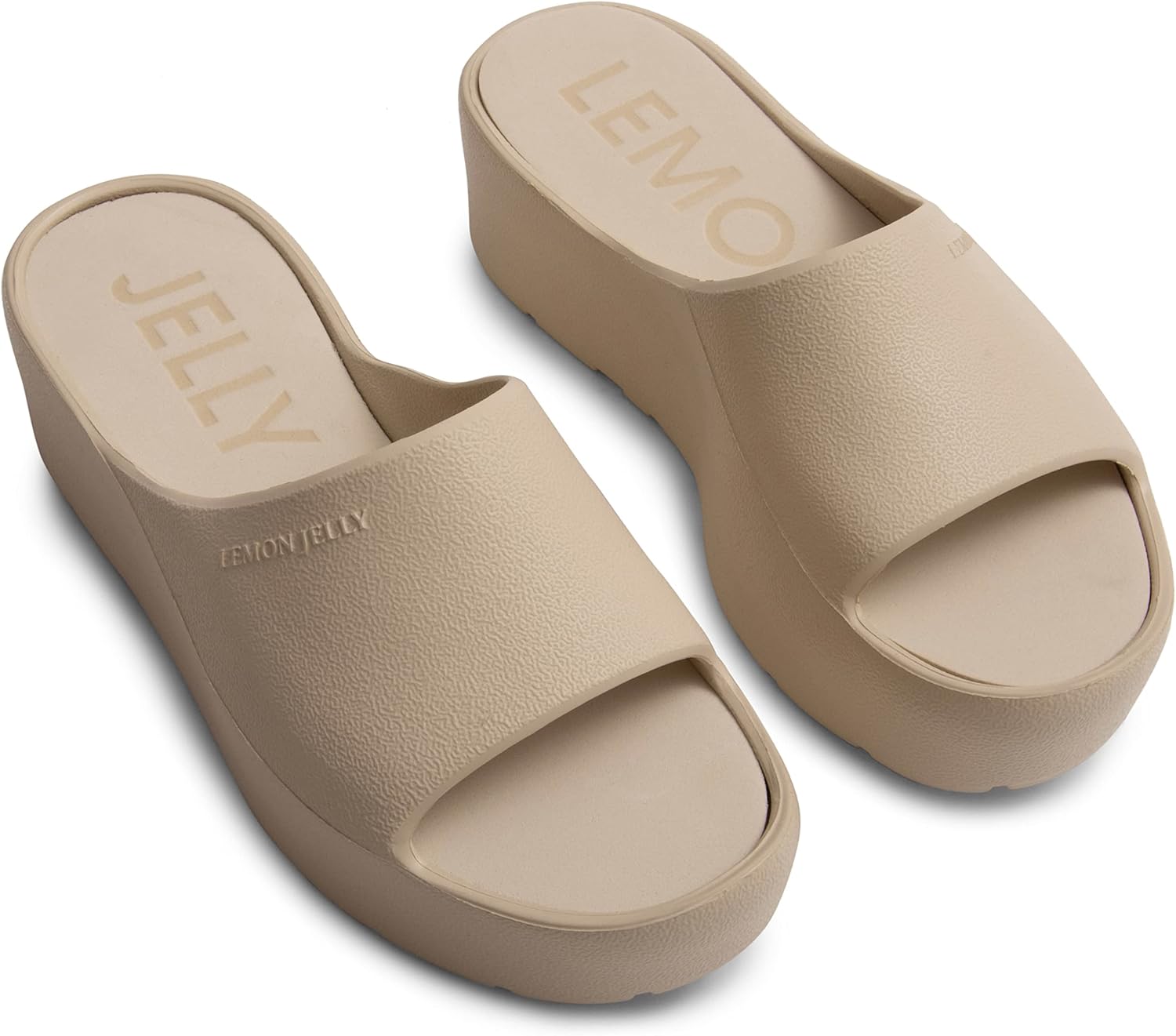 Lemon Jelly Women's Sunny Platform Sandals - Cute Water-Friendly Comfort Wedges for the Beach or Casual Wear - Super Lightweight Slip-On Flip Flops for Ladies, Desert - 6.5-7 - Image 3