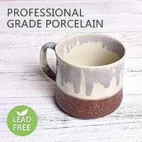 Vista 9 de Bosmarlin Large Stoneware Coffee Mug, Big Tea Cup for Office and Home, 21 Oz, Dishwasher and Microwave Safe, 1 PCS (Geometry-Green)