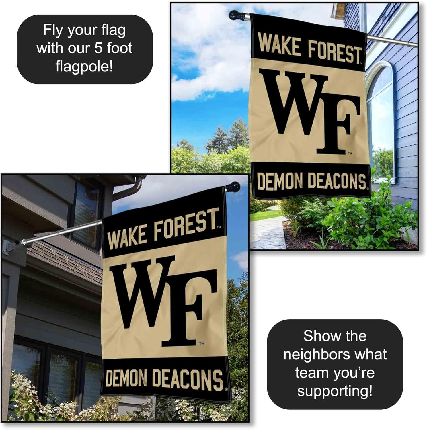 College Flags & Banners Co. Wake Forest Demon Deacons Wordmark Double Sided House Banner Flag