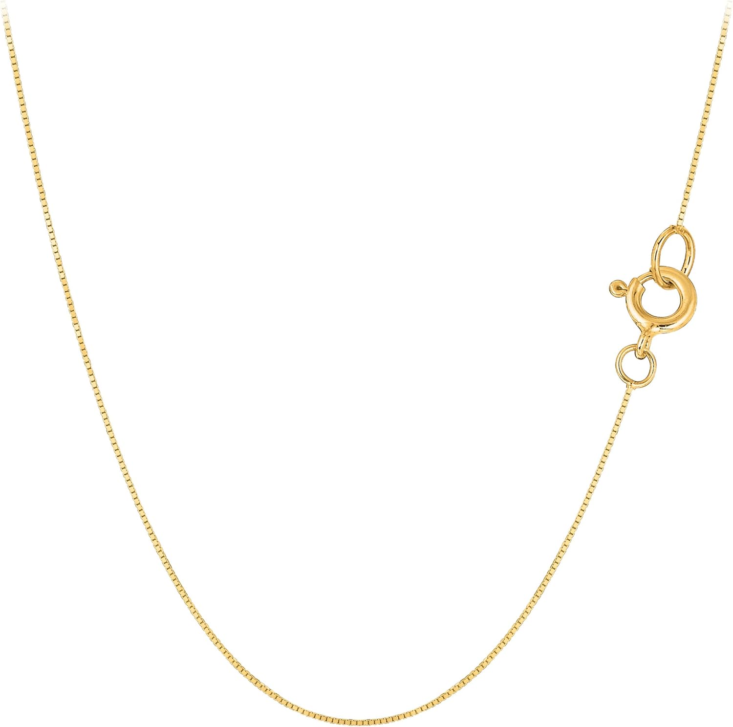 Jewelry Affairs 10k Real Solid Gold Mirror Box Style Chain Necklace, 0.45mm