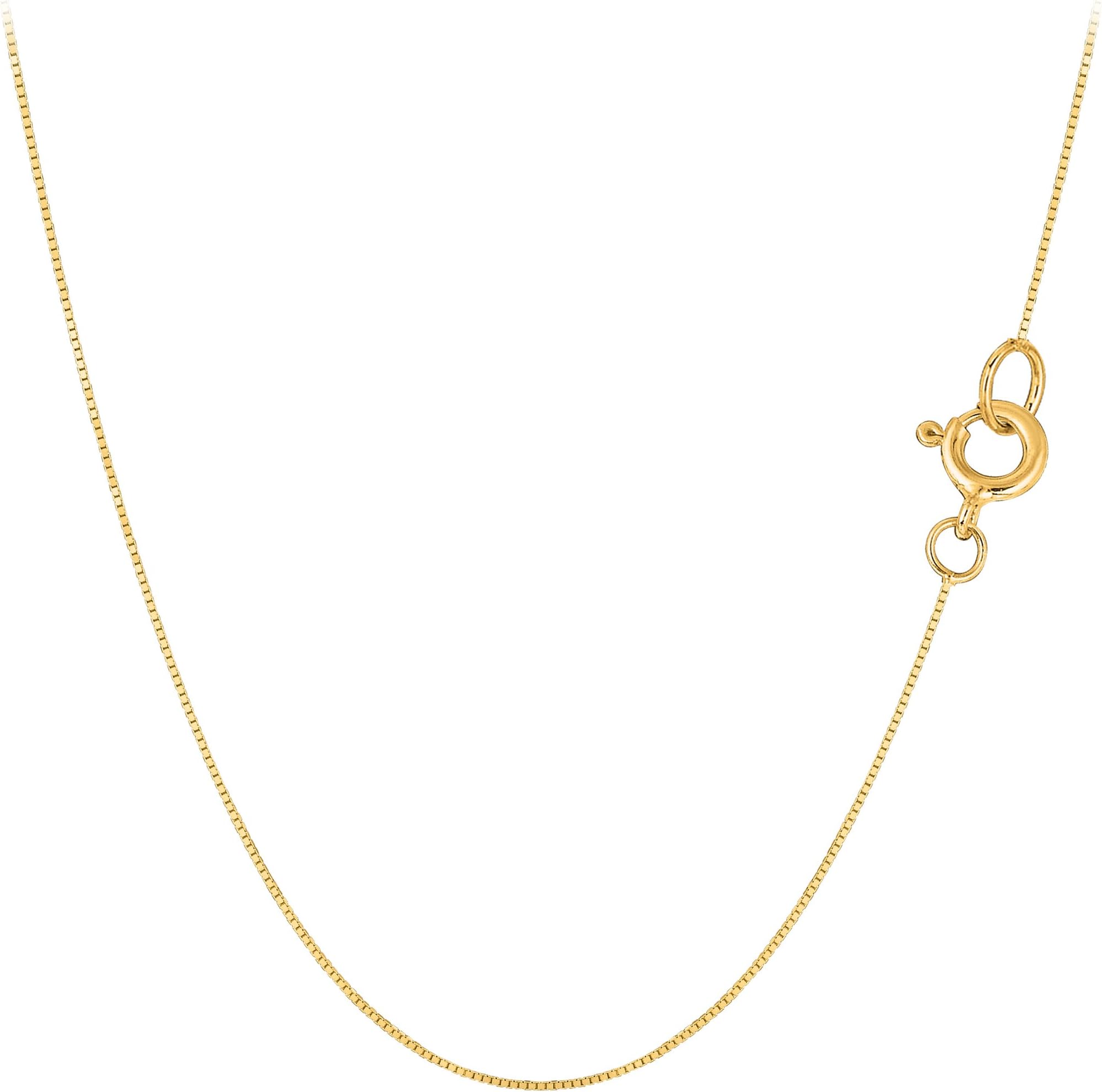 10k Real Solid Gold Mirror Box Style Chain Necklace, 0.45mm
