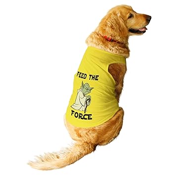 Ruse. Pet Feed The Force Round Neck Sleeveless Dog Vest Tank for Apso, Shih Tzu etc. (Yellow/Small)