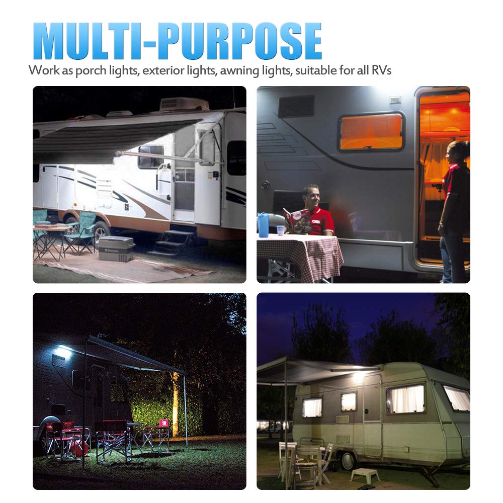 MICTUNING RV Exterior LED Porch Utility Light 12V 750 Lumen Awning