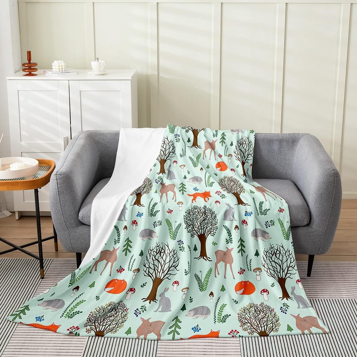 Erosebridal Rose Throw Blanket Queen, Exotic Purple Flower Floral Fleece Blanket for Bedroom Decor, Watercolor Botanical Flannel Blanket, Vintage Garden Leaf Fuzzy Blanket, Soft