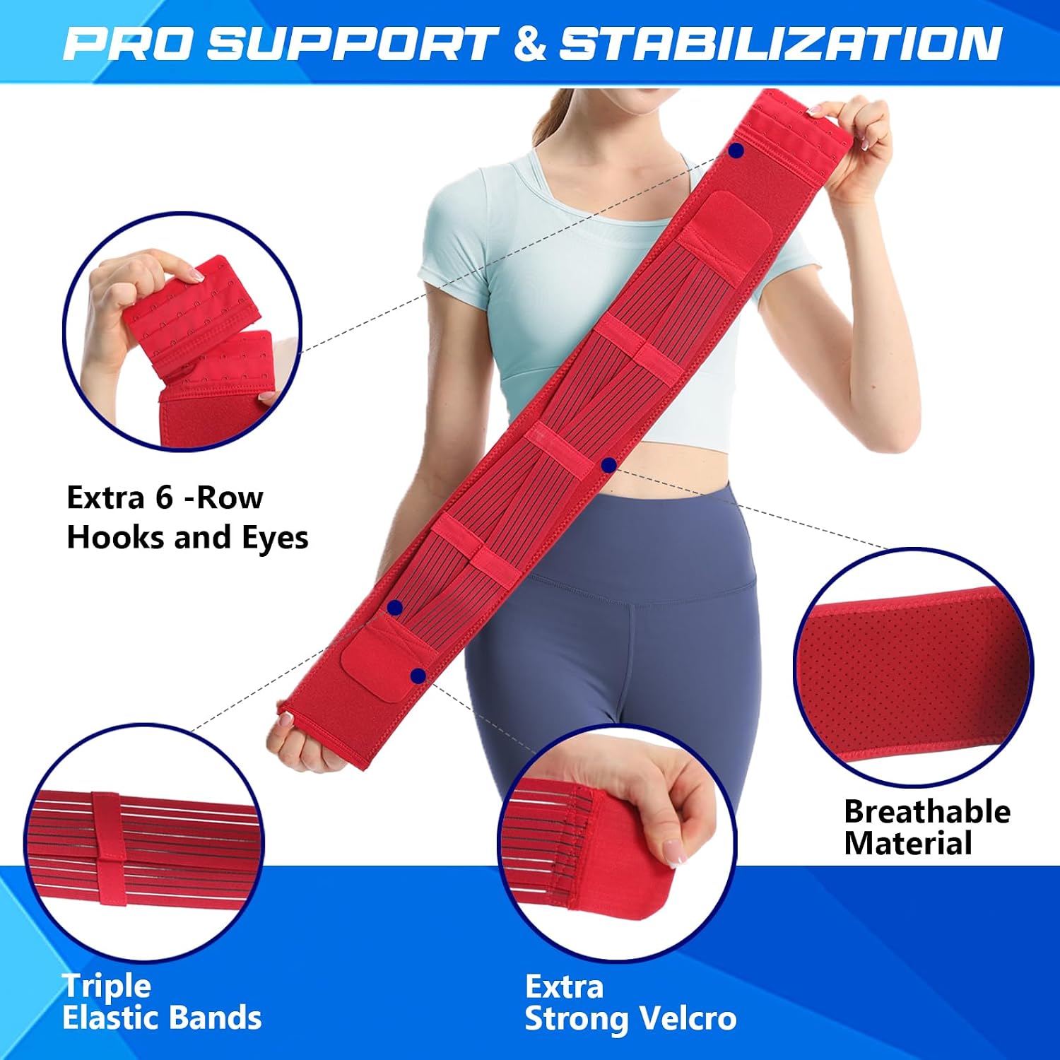 Upgraded SI Joint Hip Belt with 6-Row Hooks & Eyes，Sacroiliac Belts for Sciatica and Lower Back Pain Relief, Pelvic Support for Men & Women