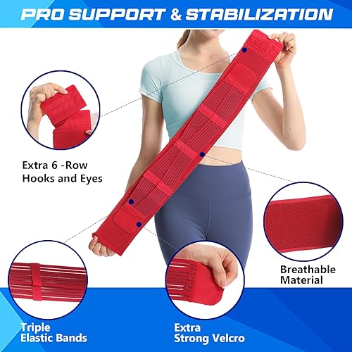 Miniatura 5 de Cinturón de cadera SI mejorado con ganchos y ojos de 6 filas, cinturones sacroilíacos para ciática y alivio del dolor de espalda baja, soporte