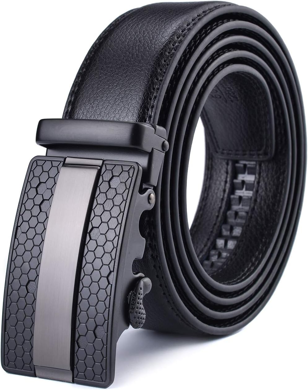 X XHtangMen's Adjustable Leather Ratchet Belt Automatic Buckle