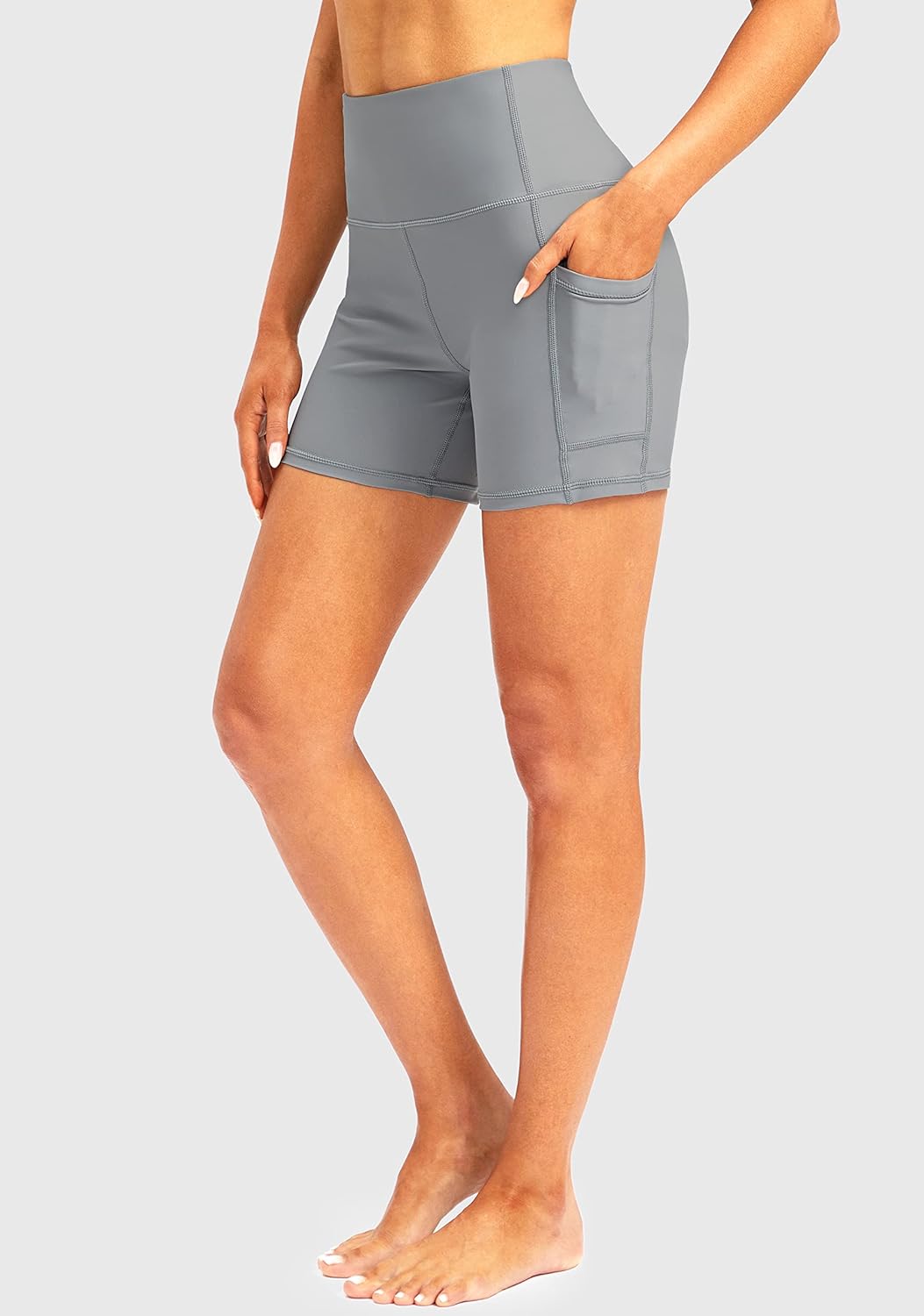 Soothfeel Women's High Waisted Swim Board Shorts 5 Inch UPF 50+ Tummy Control Bathing Suit Bottoms for Women with Pockets - Image 3