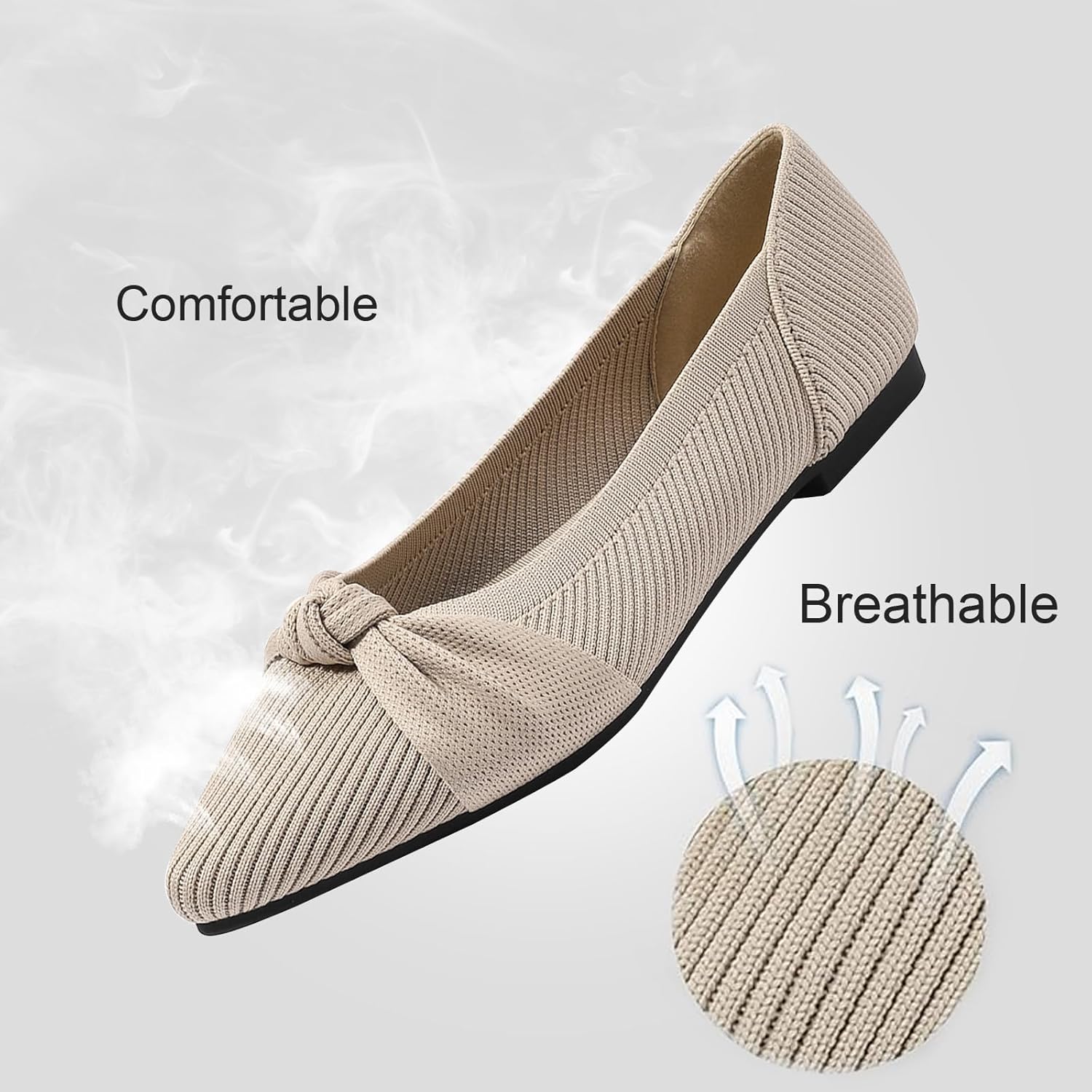 Women's Flats Shoes Comfortable Dressy Pointed Toe Knit Washable Ballet Flat - Image 4