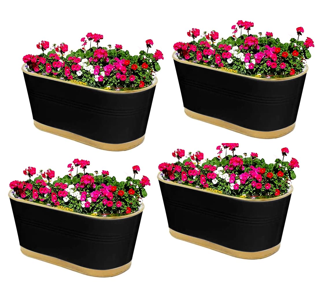 SN Iron Hanging Railing Plants Holder Flower Pot Stand for Balcony