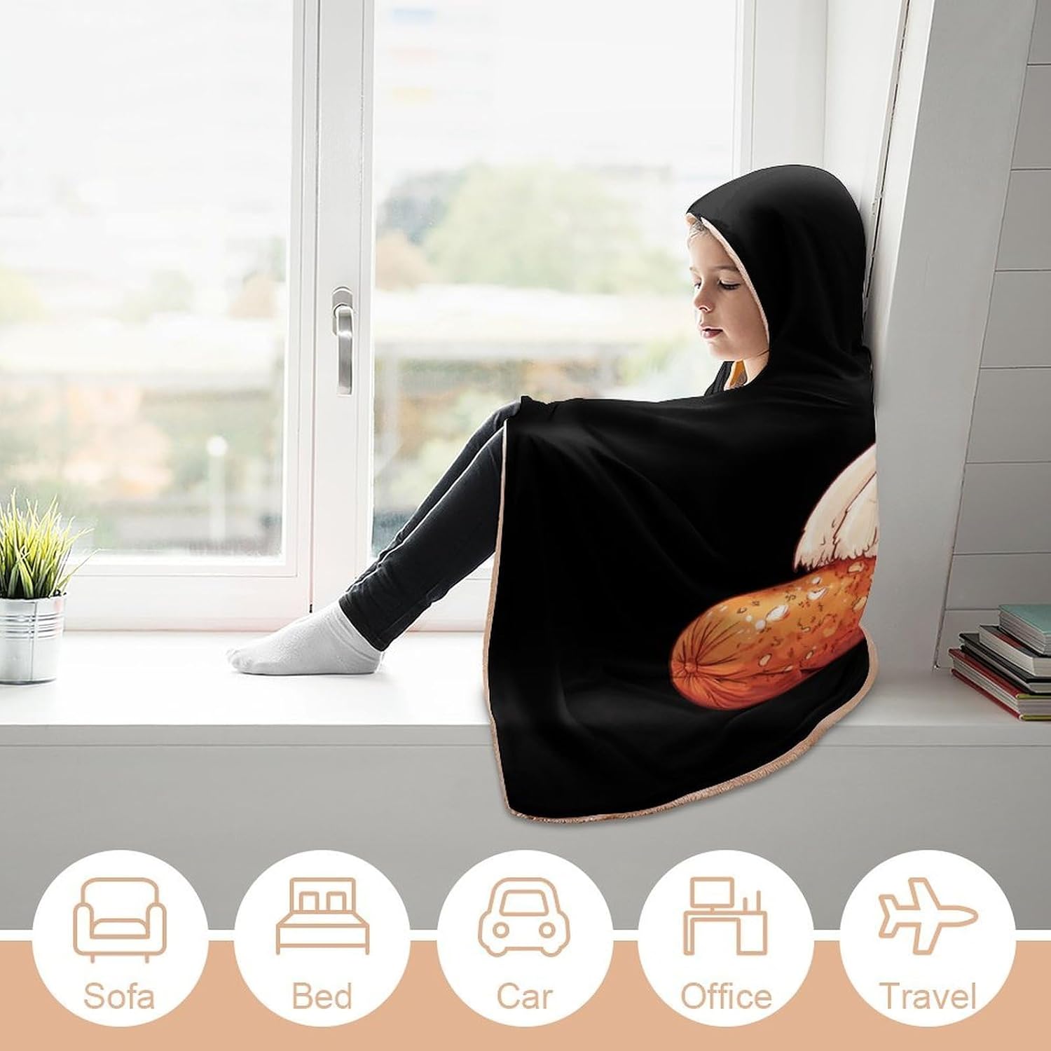 Sausage with Wings Fashion Wearable Blanket Hoodie Fleece Throw Cloak Robe Unisex