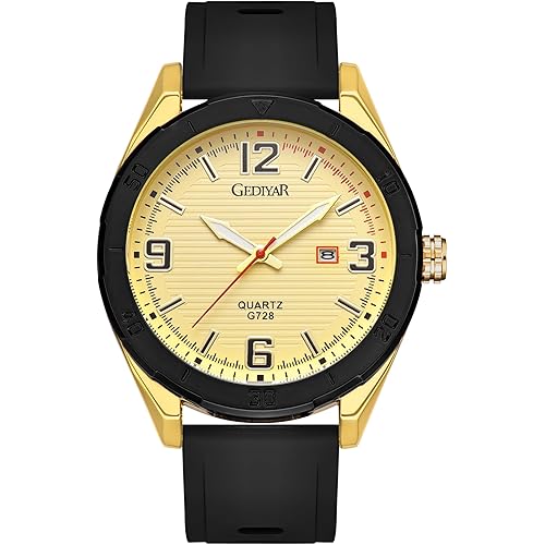 Sport Waterproof Large Big Face Watches for Men Students, Silicone Band Watch with Second Hand Luxury Classic Date Dial Analog Watch,Elegance Comfort