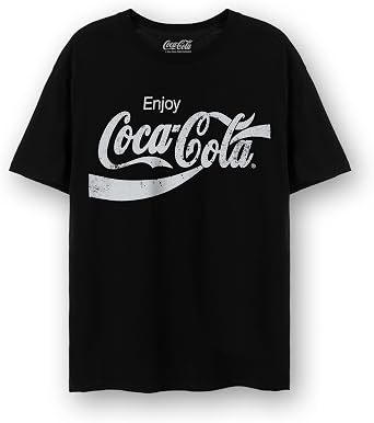 Coca-Cola Adults T-Shirt | Unisex Classic Logo Short Sleeve Graphic Tee | Soda Carbonated Drink Distressed Vintage Apparel Short-Sleeve Top Merchandise Gift