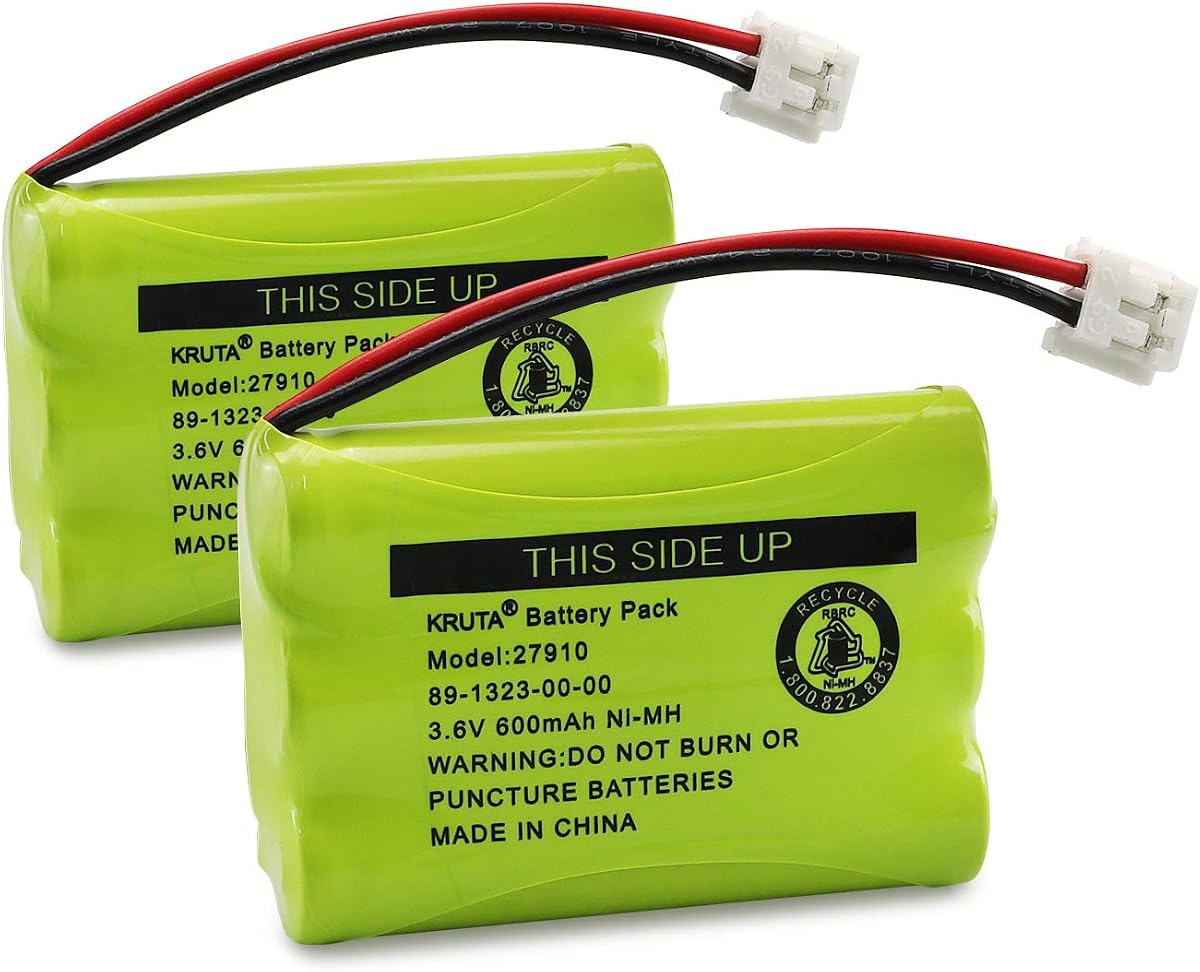 27910 Cordless Telephone Battery Compatible with AT&T 89-1323-00-0 Motorola SD-7501 RadioShack 23-959 23-894 Ni-MH 3.6V(Pack 2)